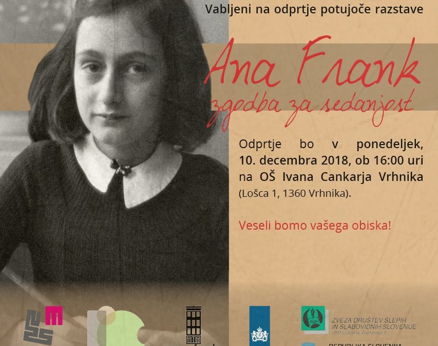 Vabilo na razstavo: Ana Frank – zgodba za sedanjost